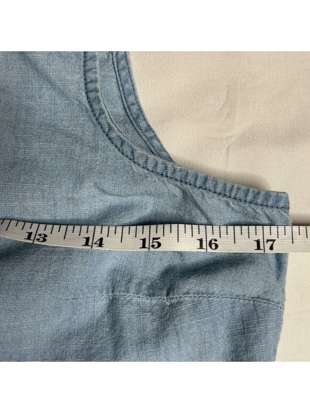 J.Crew XS Denim Sleeveless Vest Shirt - Light Wash Chambray,